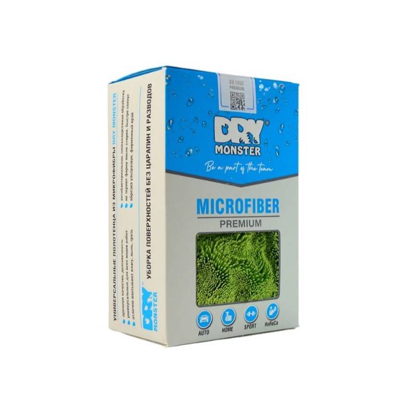 Dry Monster Premium Monster Полотенце для сушки (двойная крученая петля) 50x60см, 700гр/м, зеленый